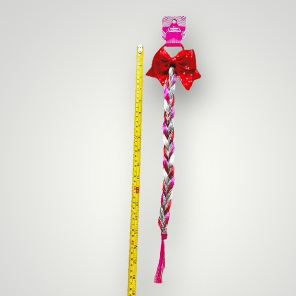 Christmas Themed Pink Silver White Red Braided Hair Extension Party Fun New - Picture 5 of 10